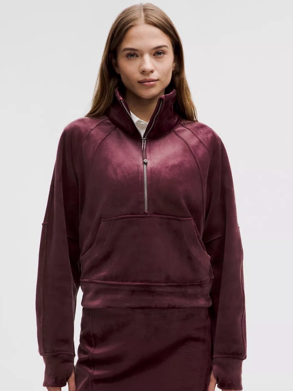 lululemon athletica Scuba Oversized Funnel Neck Velvet Sweatshirt Garnet XL/XXL